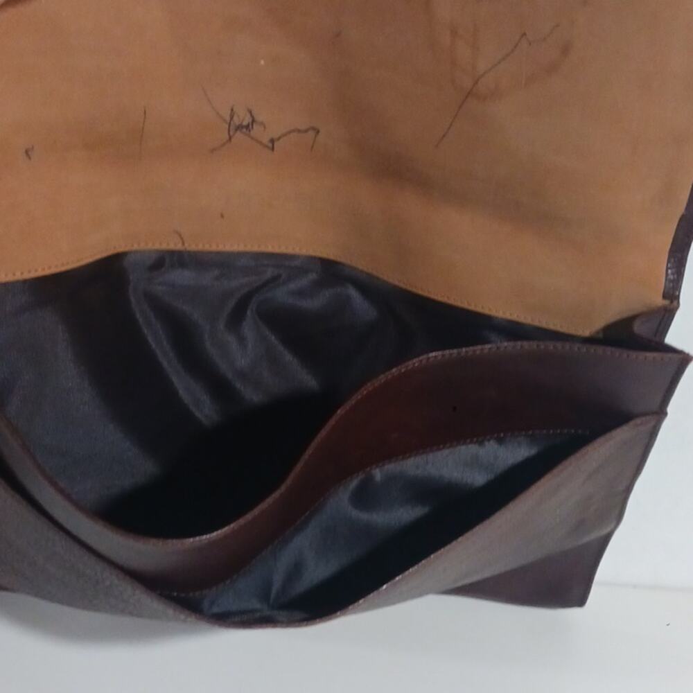Cambridge Vintage Document Case Thick Brown Pebbled Leather Magnetic Closure - Picture 8 of 12